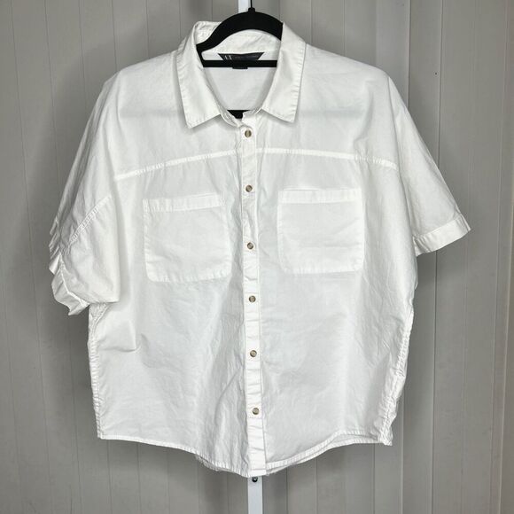 AX Armani Exchange White Button Up Shirt Cotton Short Sleeves Size XL - Picture 1 of 6